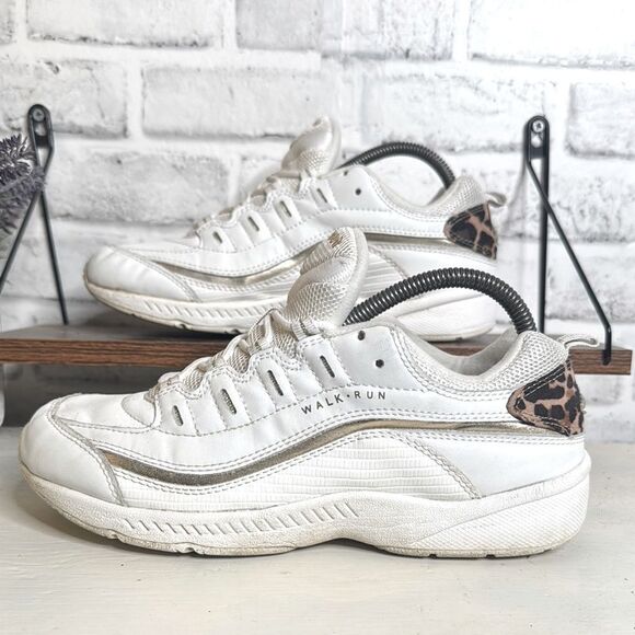 Easy Spirit Leather Leopard Sneakers Size 9 - Picture 1 of 7
